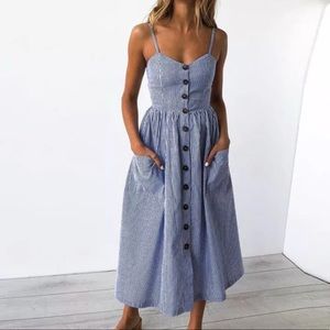 Blue Striped Midi Sundress